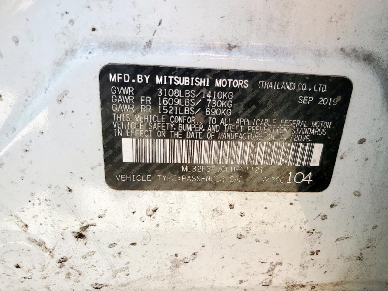 2020 Mitsubishi Mirage G4 Es VIN: ML32F3FJ0LHF01121 Lot: 84256005