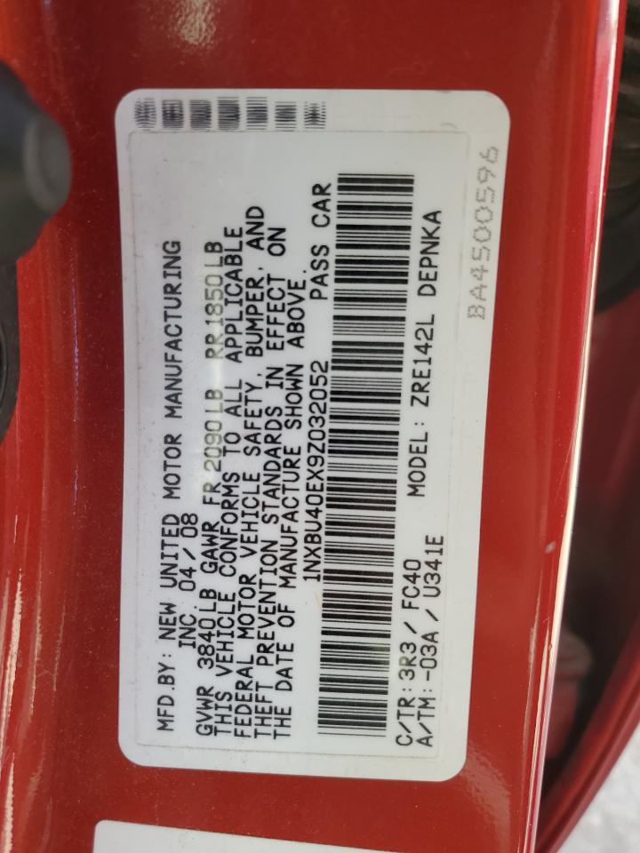 2009 Toyota Corolla Base VIN: 1NXBU40EX9Z032052 Lot: 84569855