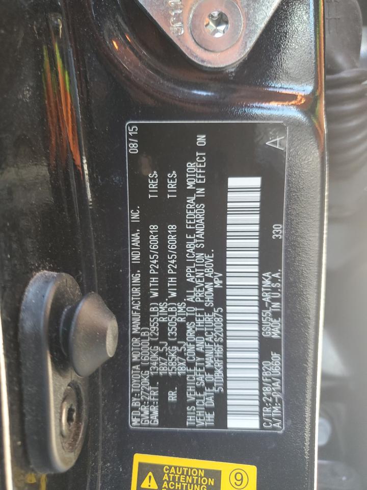 2015 Toyota Highlander Le VIN: 5TDBKRFH6FS200875 Lot: 80642035