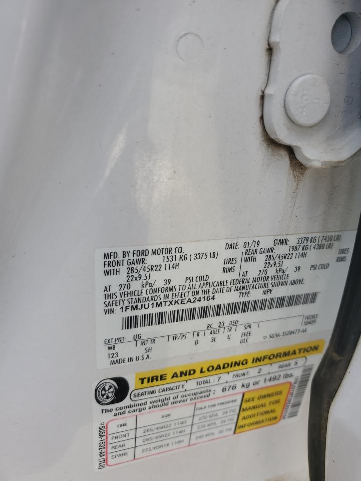 2019 Ford Expedition Platinum VIN: 1FMJU1MTXKEA24164 Lot: 83862875