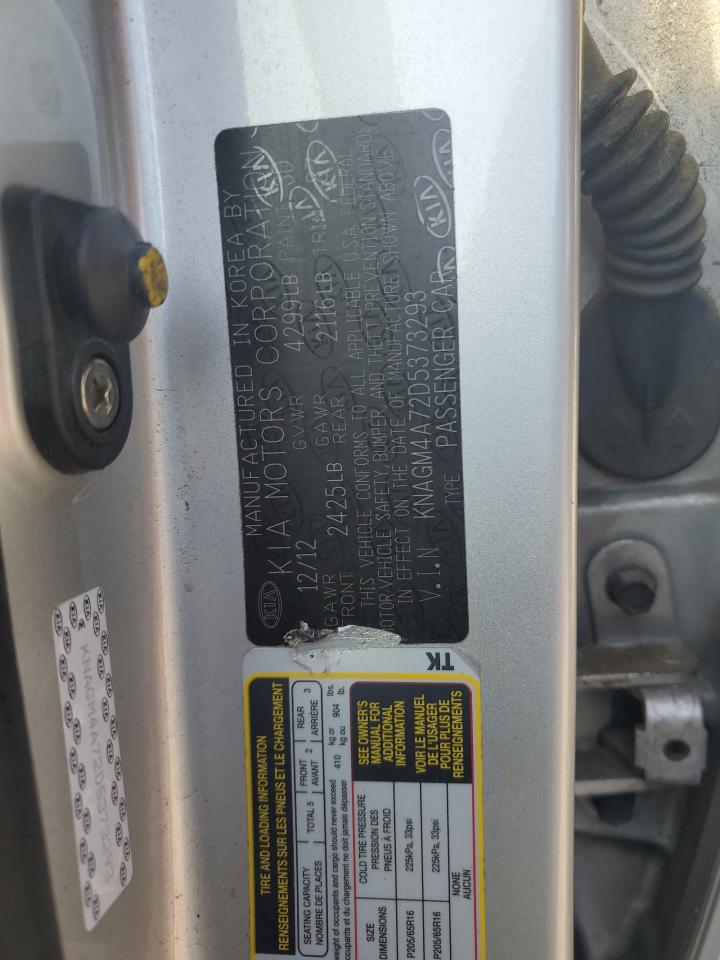 2013 Kia Optima Lx VIN: KNAGM4A72D5373293 Lot: 71218215