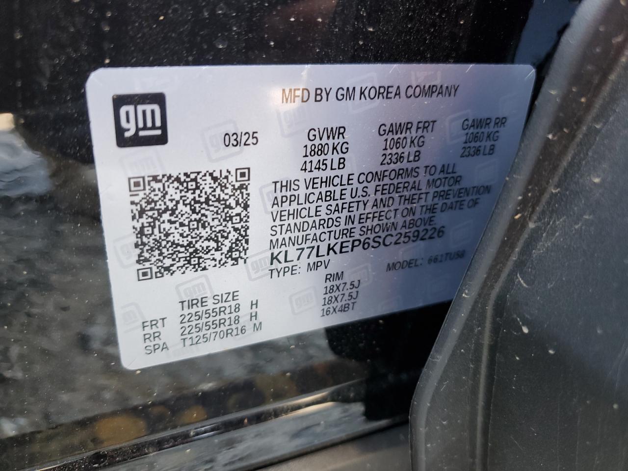 2025 Chevrolet Trax Activ VIN: KL77LKEP6SC259226 Lot: 71513775