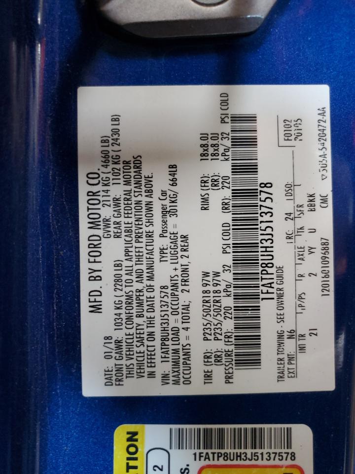 2018 Ford Mustang VIN: 1FATP8UH3J5137578 Lot: 80328205