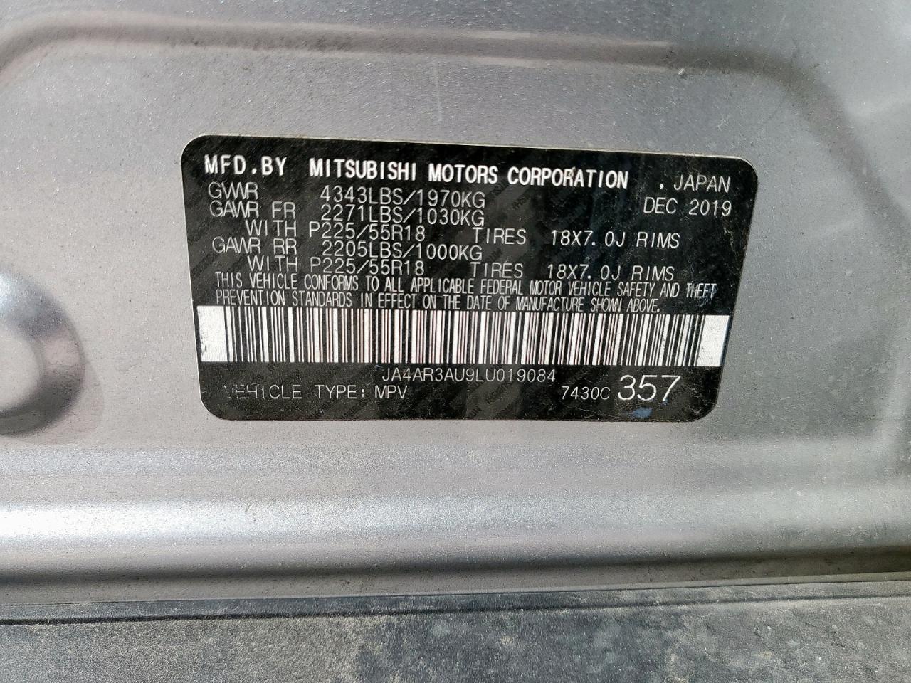 2020 Mitsubishi Outlander Sport Es VIN: JA4AR3AU9LU019084 Lot: 81818675