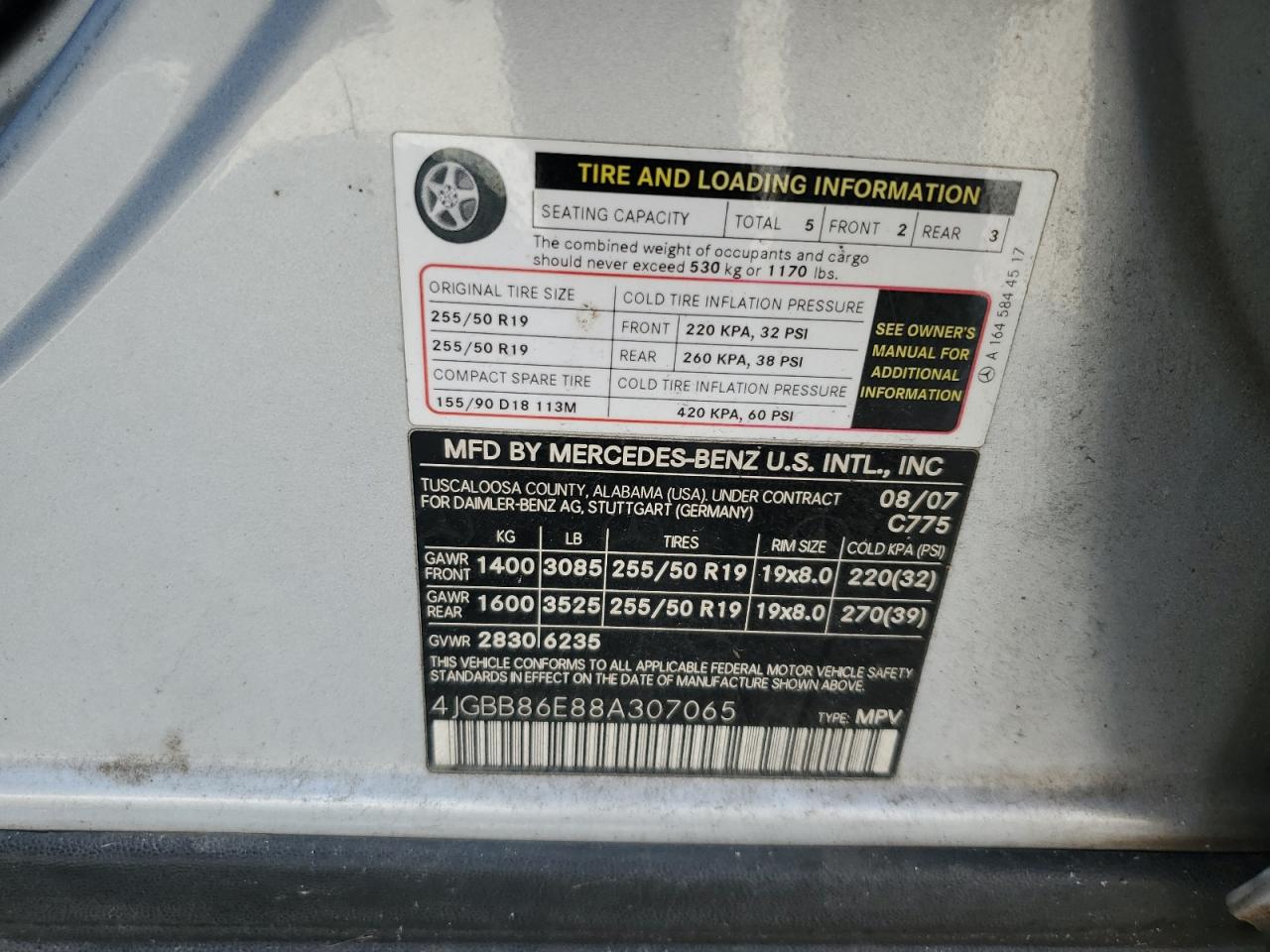 2008 Mercedes-Benz Ml 350 VIN: 4JGBB86E88A307065 Lot: 81284505