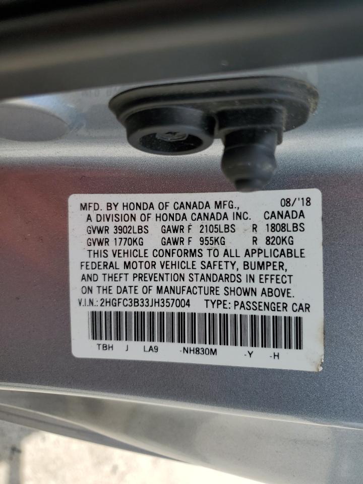 2018 Honda Civic Ex VIN: 2HGFC3B33JH357004 Lot: 80526055
