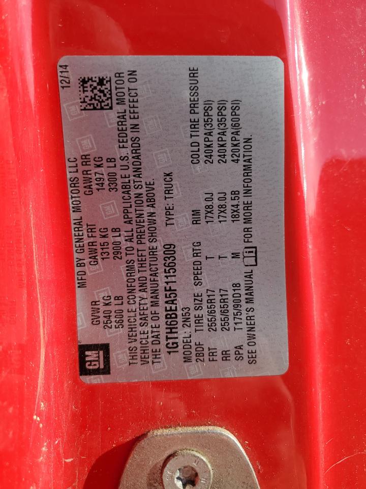 2015 GMC Canyon Sle VIN: 1GTH6BEA5F1156309 Lot: 71038745