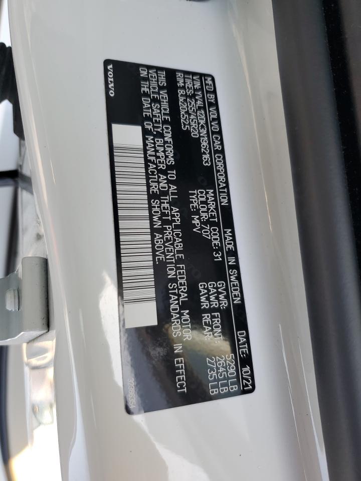 2022 Volvo Xc60 B5 Momentum VIN: YV4L12DK3N1962163 Lot: 80257145