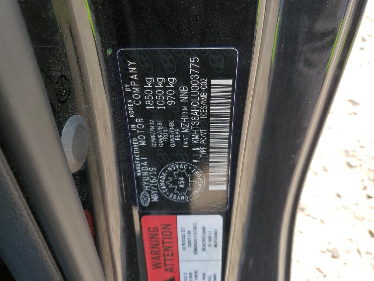 2020 Hyundai Veloster N VIN: KMHT36AH0LU003775 Lot: 71676275