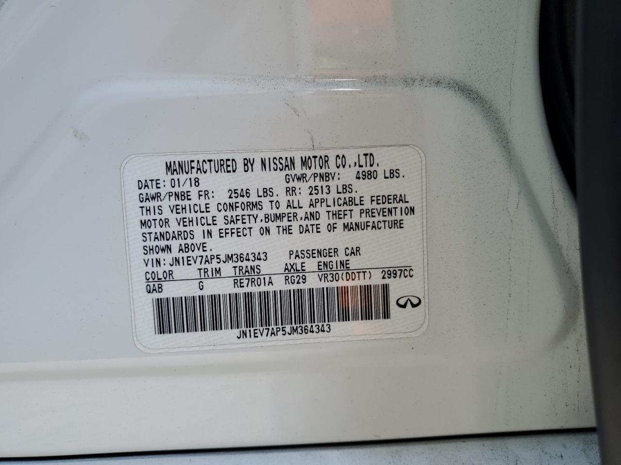 2018 Infiniti Q50 Luxe VIN: JN1EV7AP5JM364343 Lot: 81736255