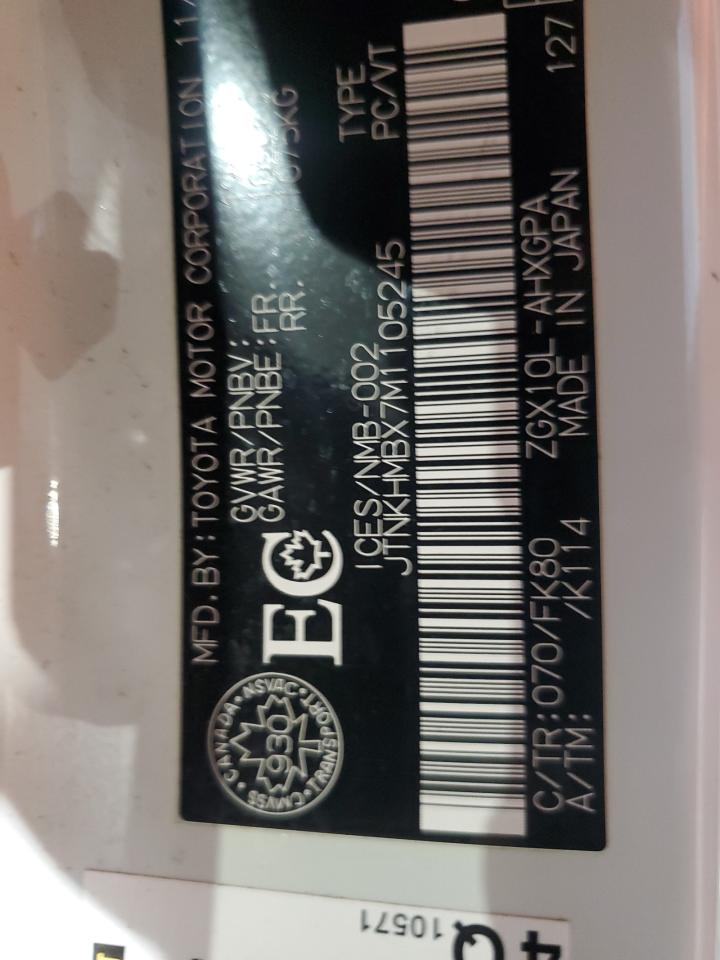 2021 Toyota C-Hr Xle VIN: JTNKHMBX7M1105245 Lot: 81667645