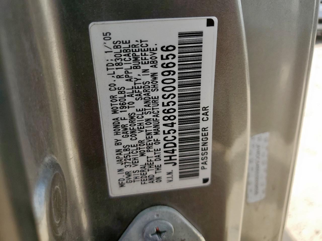 2005 Acura Rsx VIN: JH4DC54865S009656 Lot: 81105245