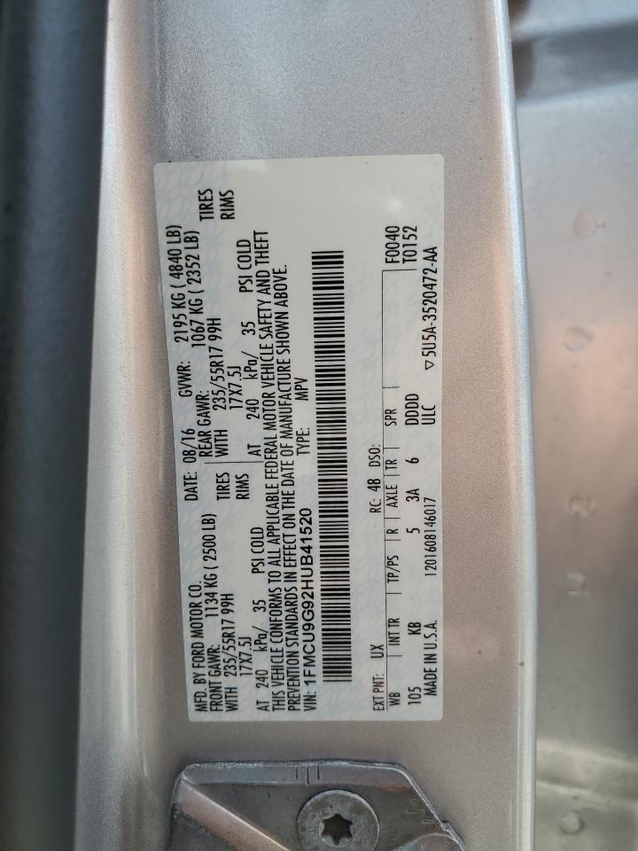 2017 Ford Escape Se VIN: 1FMCU9G92HUB41520 Lot: 70804475
