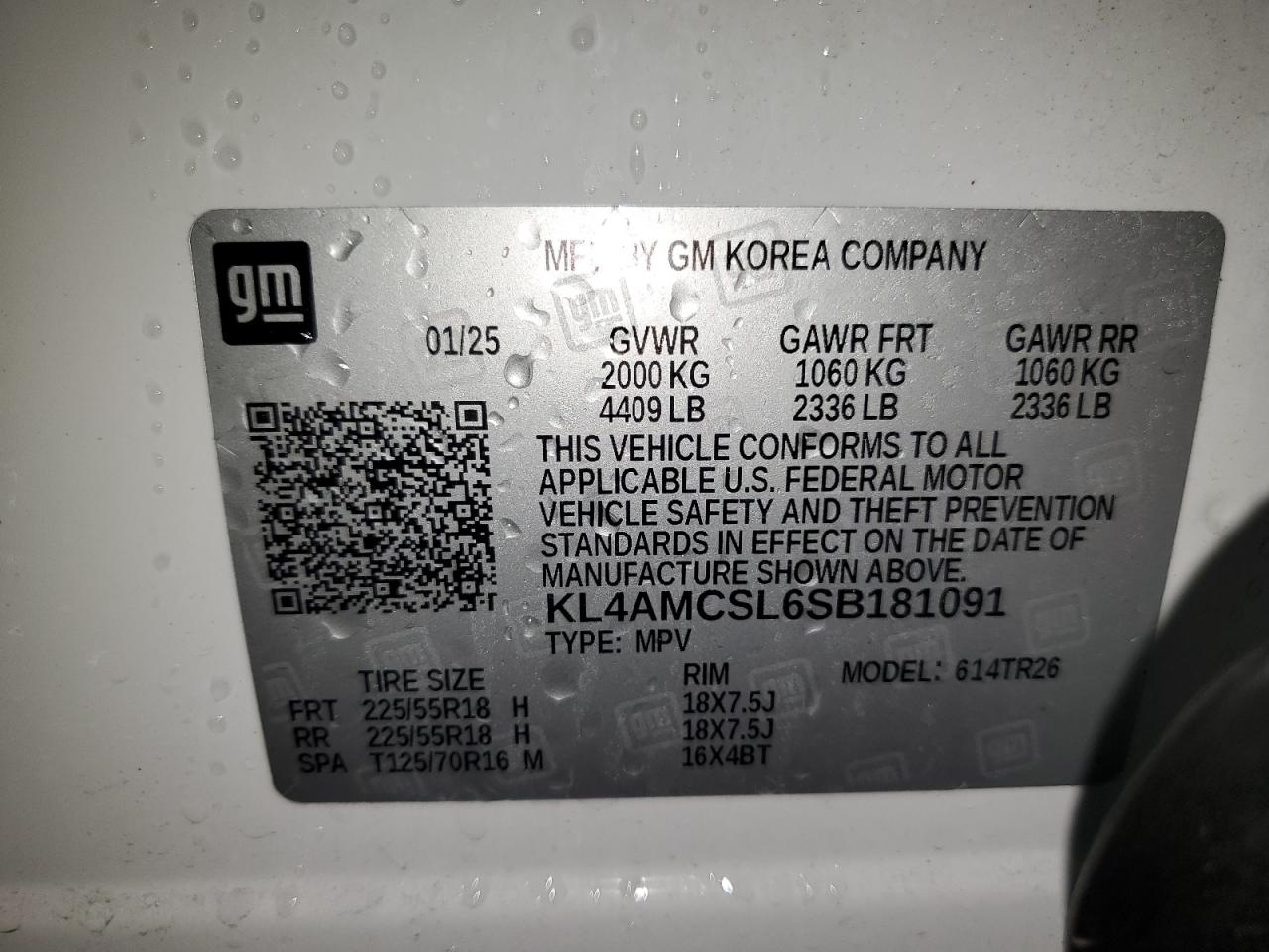 2025 Buick Encore Gx Preferred VIN: KL4AMCSL6SB181091 Lot: 84387605