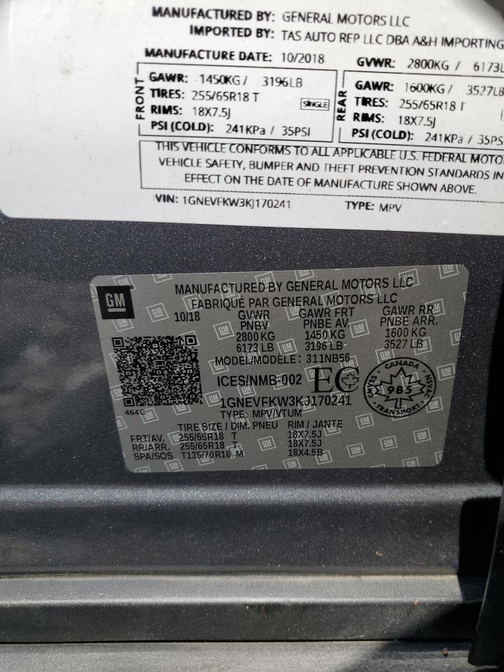 2019 Chevrolet Traverse Ls VIN: 1GNEVFKW3KJ170241 Lot: 80664765