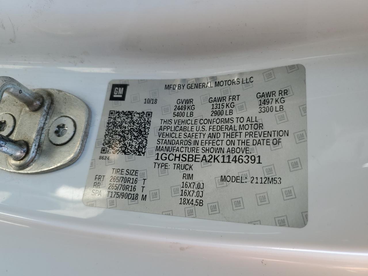 2019 Chevrolet Colorado VIN: 1GCHSBEA2K1146391 Lot: 81701595