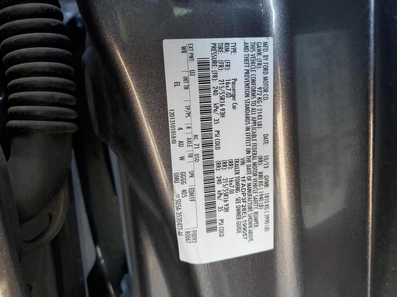 2014 Ford Focus Se VIN: 1FADP3F28EL199057 Lot: 81393855