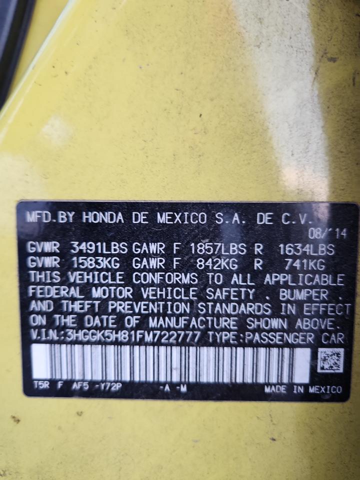 2015 Honda Fit Ex VIN: 3HGGK5H81FM722777 Lot: 71421625