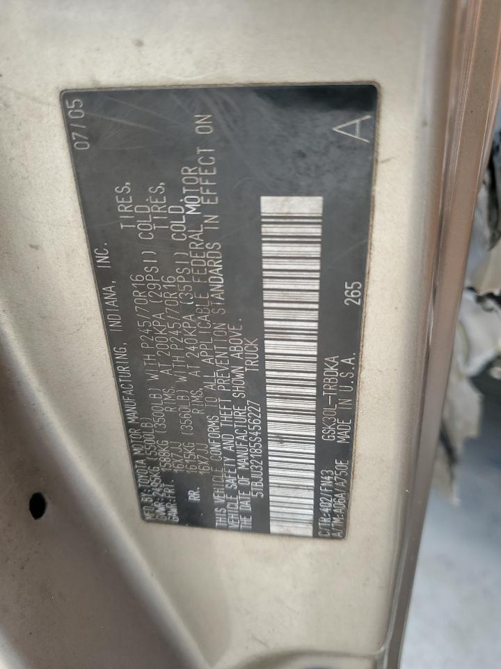 2005 Toyota Tundra VIN: 5TBJU32185S456227 Lot: 84545205