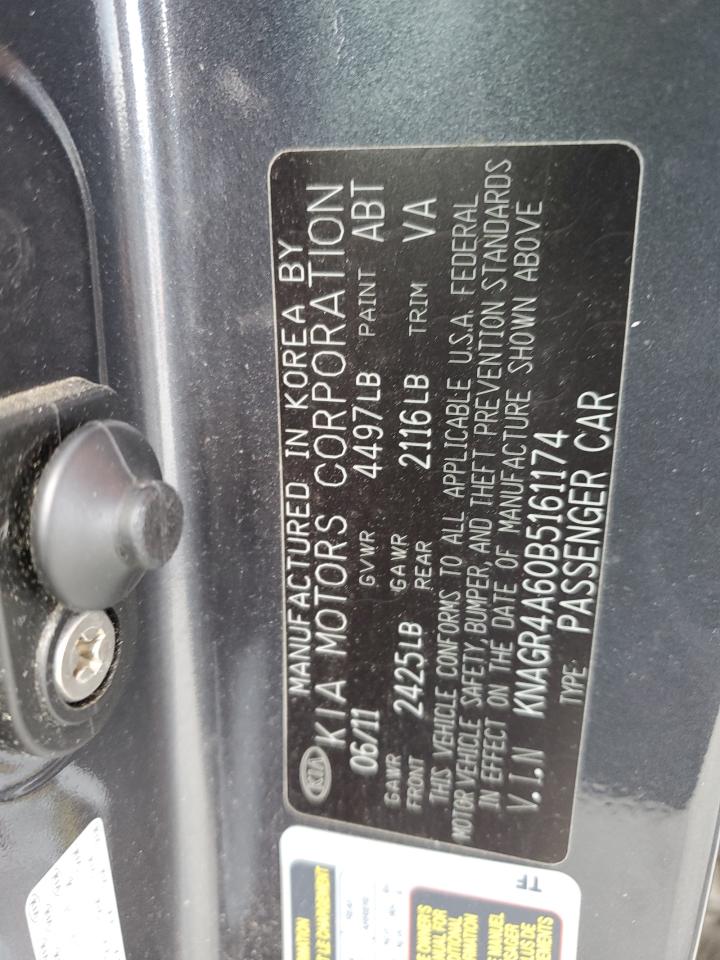 2011 Kia Optima Sx VIN: KNAGR4A60B5161174 Lot: 84570935