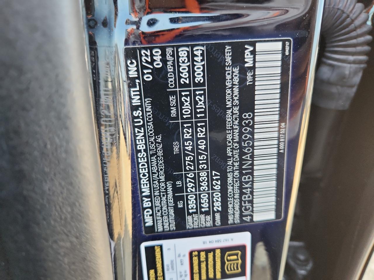 2022 Mercedes-Benz Gle 350 4Matic VIN: 4JGFB4KB1NA659938 Lot: 80708615