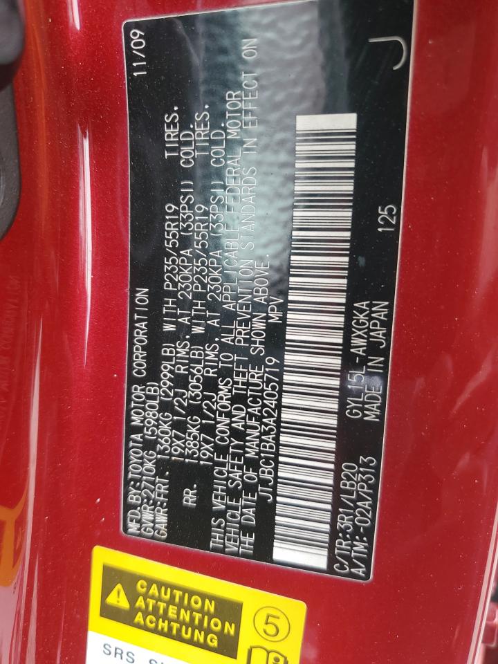 2010 Lexus Rx 450H VIN: JTJBC1BA3A2405719 Lot: 70344925