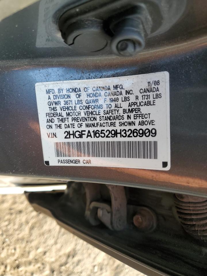 2009 Honda Civic Lx VIN: 2HGFA16529H326909 Lot: 81598535