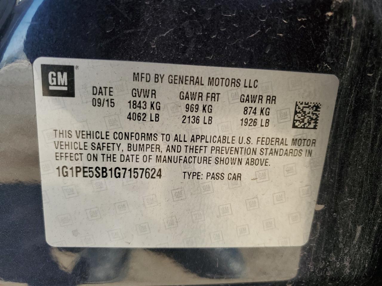 2016 Chevrolet Cruze Limited Lt VIN: 1G1PE5SB1G7157624 Lot: 80748465