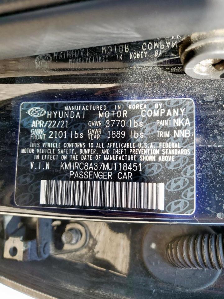 2021 Hyundai Venue Sel VIN: KMHRC8A37MU118451 Lot: 71410545