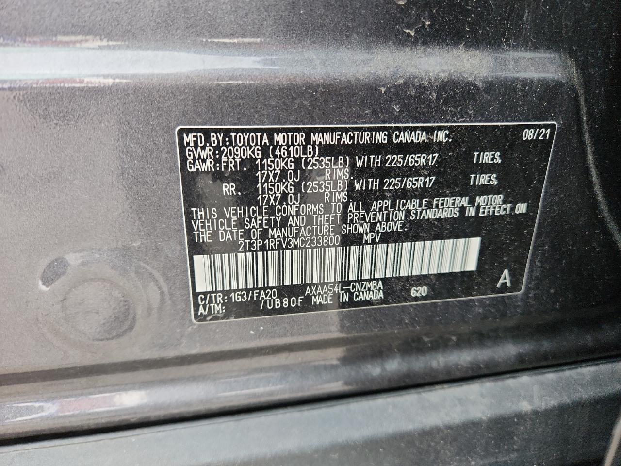 2021 Toyota Rav4 Xle VIN: 2T3P1RFV3MC233800 Lot: 71358125