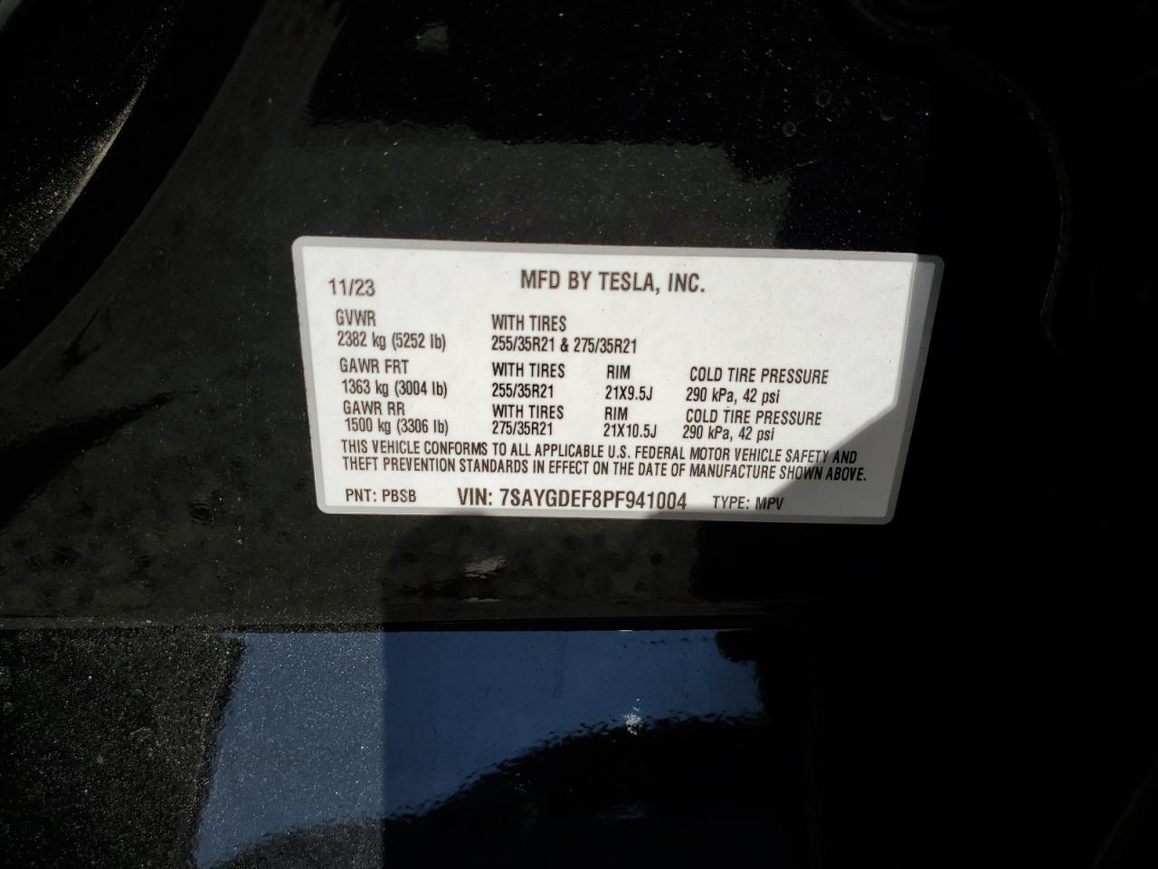 2023 Tesla Model Y VIN: 7SAYGDEF8PF941004 Lot: 82151855