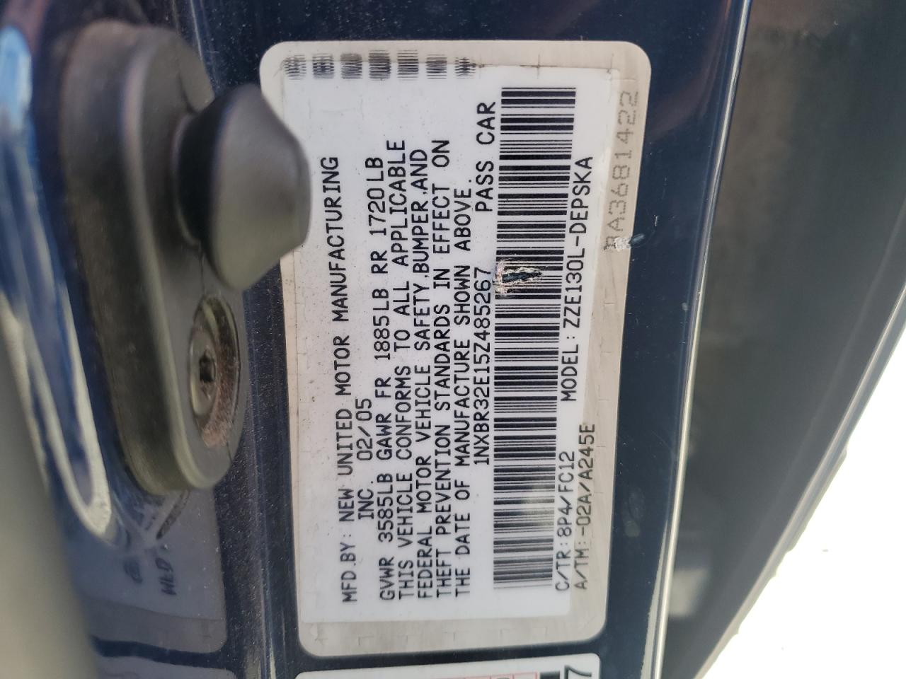 2005 Toyota Corolla Ce VIN: 1NXBR32E15Z485267 Lot: 81219755