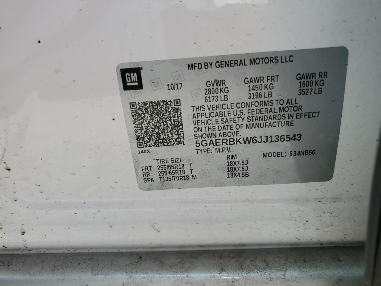 2018 Buick Enclave Essence VIN: 5GAERBKW6JJ136543 Lot: 80804575