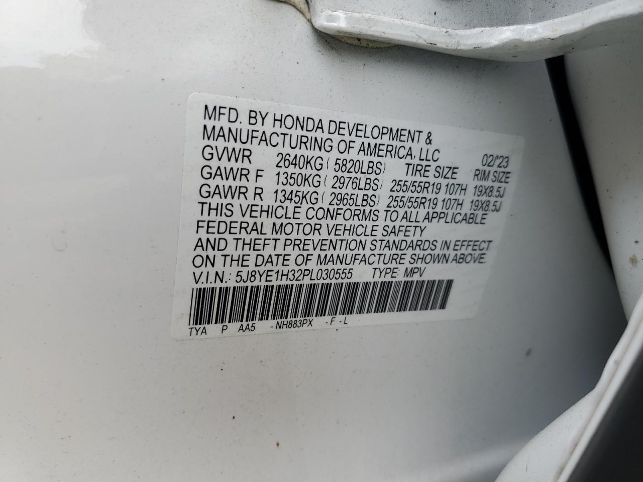 2023 Acura Mdx VIN: 5J8YE1H32PL030555 Lot: 81728835