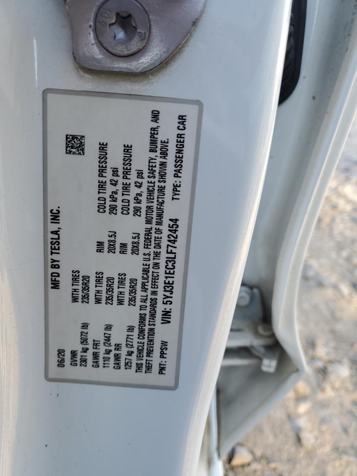 2020 Tesla Model 3 VIN: 5YJ3E1EC3LF742454 Lot: 80805945