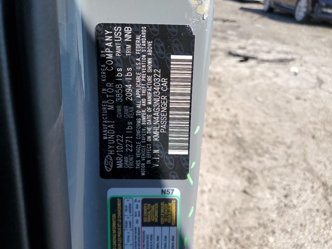 2022 Hyundai Elantra Sel VIN: KMHLN4AG3NU340322 Lot: 71827095