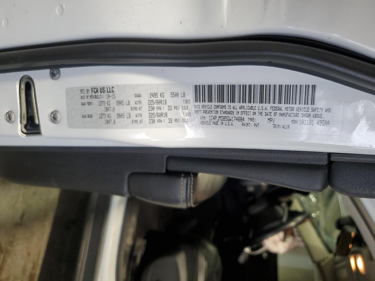 2016 Jeep Cherokee Limited VIN: 1C4PJMDB5GW174684 Lot: 84025325