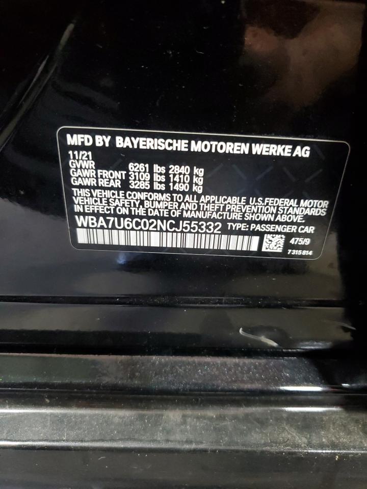 2022 BMW M760 Xi VIN: WBA7U6C02NCJ55332 Lot: 80407255