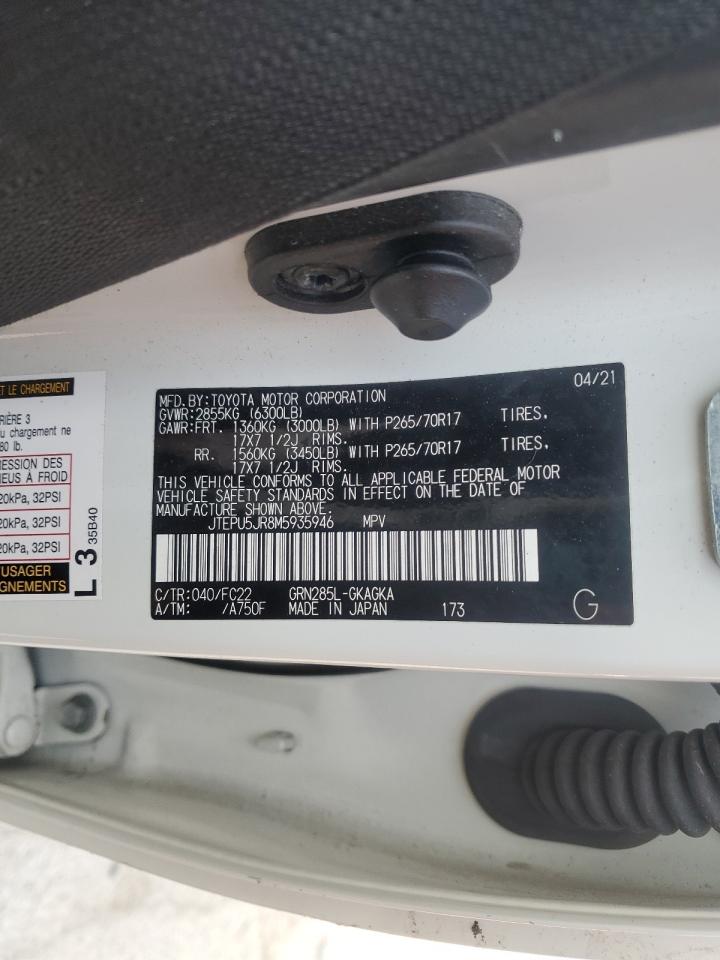 2021 Toyota 4Runner Sr5/Sr5 Premium VIN: JTEPU5JR8M5935946 Lot: 71610835