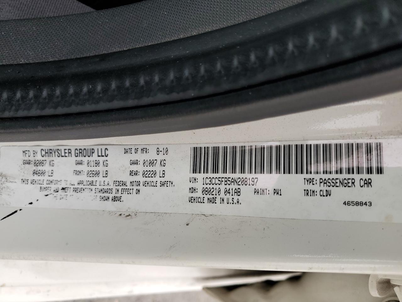 2010 Chrysler Sebring Limited VIN: 1C3CC5FB5AN208197 Lot: 84452495