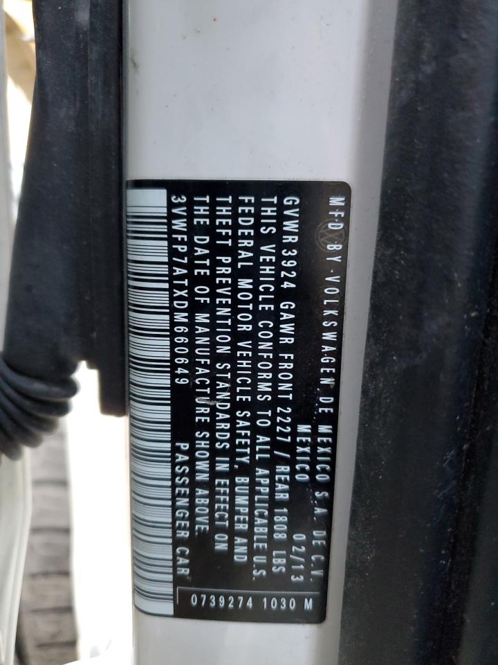 2013 Volkswagen Beetle VIN: 3VWFP7ATXDM660649 Lot: 80691085