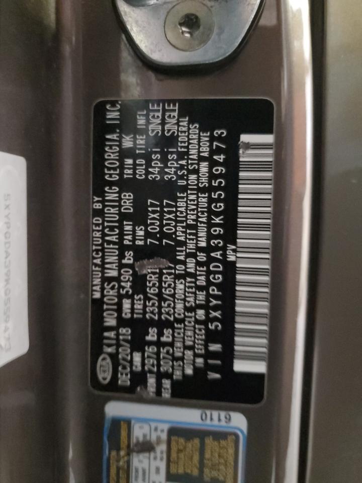 2019 Kia Sorento L VIN: 5XYPGDA39KG559473 Lot: 71669525