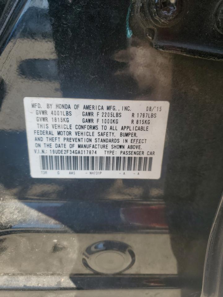 2016 Acura Ilx Base Watch Plus VIN: 19UDE2F34GA017874 Lot: 81382115