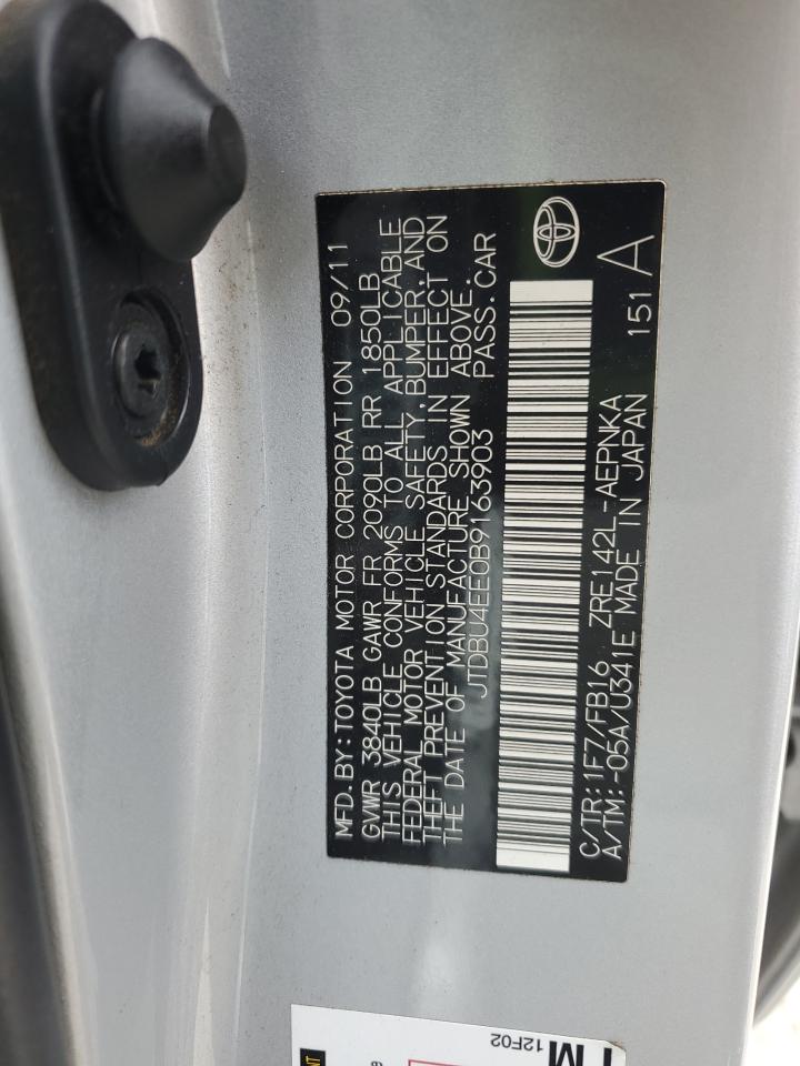 2011 Toyota Corolla Base VIN: JTDBU4EE0B9163903 Lot: 71773345