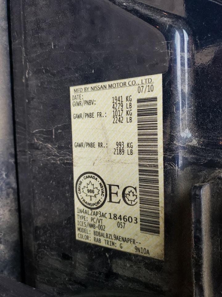 2010 Nissan Altima Base VIN: 1N4AL2AP3AC184603 Lot: 84226795