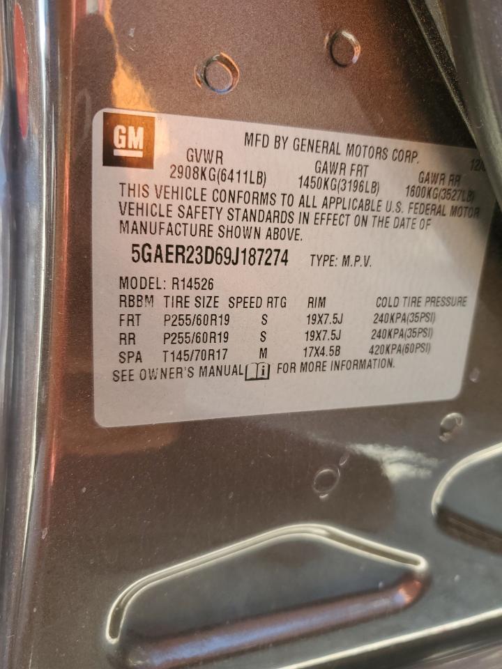 2009 Buick Enclave Cxl VIN: 5GAER23D69J187274 Lot: 80471435