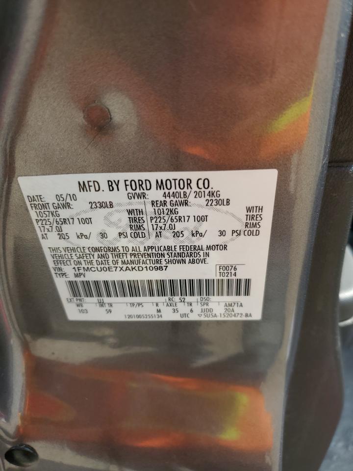 2010 Ford Escape Limited VIN: 1FMCU0E7XAKD10987 Lot: 80395815