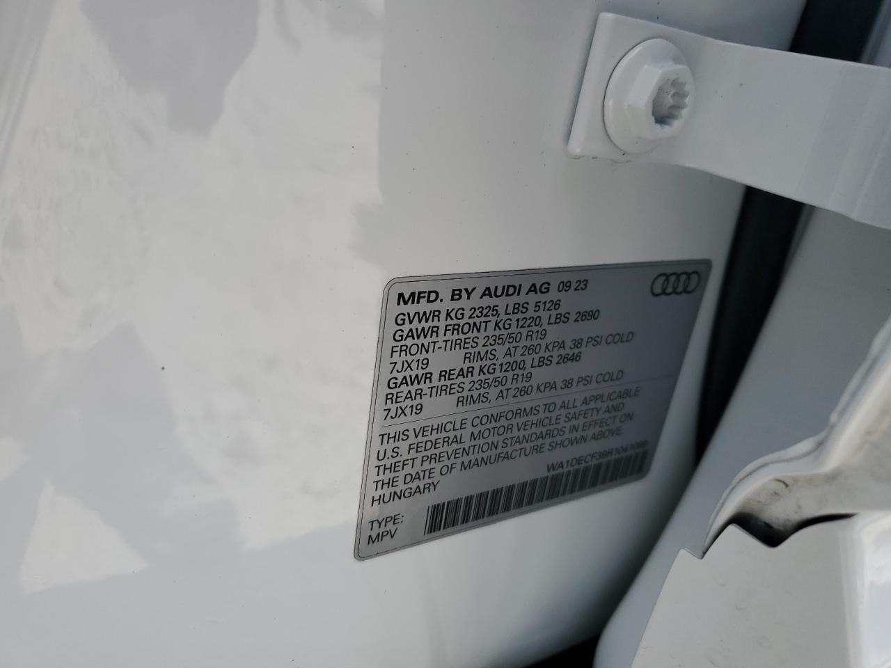 2024 Audi Q3 Premium S Line 45 VIN: WA1DECF39R1041069 Lot: 80142795