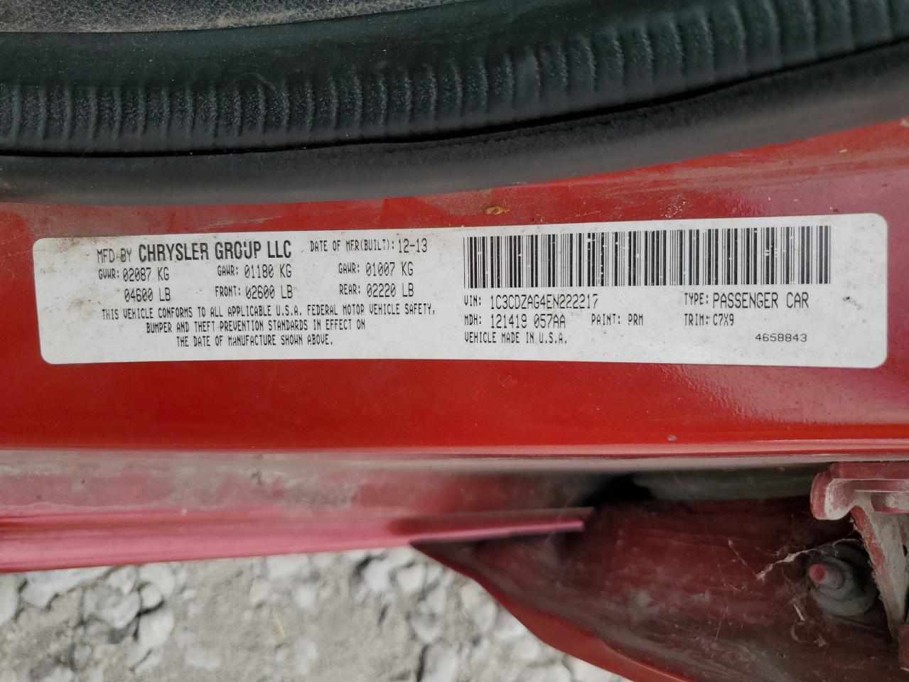 2014 Dodge Avenger Se VIN: 1C3CDZAG4EN222217 Lot: 70955685