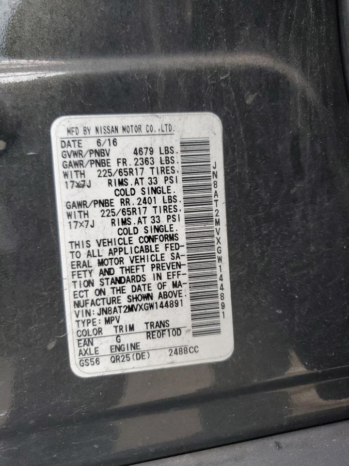 2016 Nissan Rogue S VIN: JN8AT2MVXGW144891 Lot: 71979115